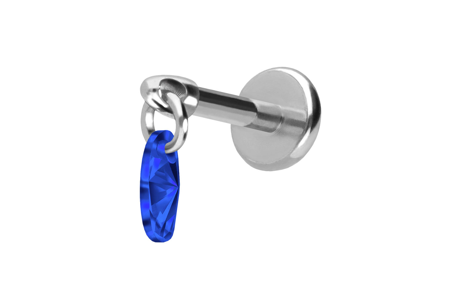 Titan Labret Piercing mit Push Fit KRISTALLOVAL